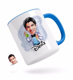 BK Gift Kişiye Özel Erkek Kimyager Karikatürlü Mavi Kupa Bardak-2