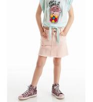 Pembe Denim Mini Kız Etek