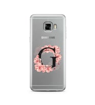 Pembe Çiçekli Harf Tasarım Süper Şeffaf Silikon Telefon Kılıfı Samsung C5   G-Ha