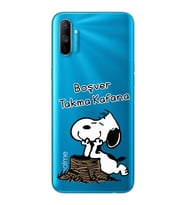 Snoopy Tasarımlı Süper Şeffaf Silikon Telefon Kılıfı Oppo Realmi C3
