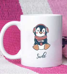 Tatlı Penguen Tasarımlı Kişiye Özel Penguen Kupa Bardak