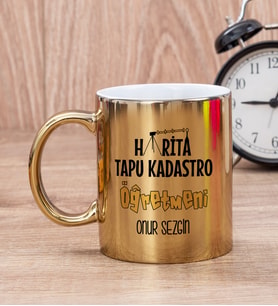 Harita Tapu Kadastro Öğretmeni Gold Kupa Bardak