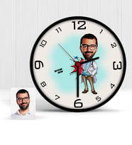 BK Gift Kişiye Özel Bay Başhekim Karikatür Ahşap Duvar Saati  1