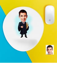 BK Gift Kişiye Özel Bay Avukat Karikatürlü Bilek Destekli Mouse Pad-1 (Beyaz)