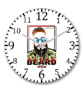 M1 Style Beard Duvar Saati Bombeli Gercek Cam