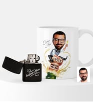 BK Gift Kişiye Özel Yılbaşı Temalı Bay Karikatürlü Çakmak ve Kupa Seti - 6
