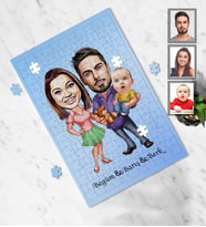 Kişiye Özel Aile Karikatürlü A4 99 Parça Puzzle  Mod-4