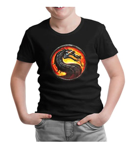 Mortal Combat Logo Siyah Çocuk Tshirt