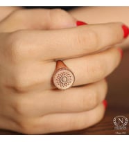 926 Ayar Gümüş Şövalye Yüzük, Pembe (Rose)