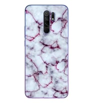 Mor Mermer Tasarımlı Süper Şeffaf Silikon Telefon Kılıfı Xiomai Redmi 9