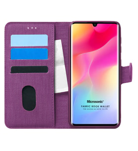 Microsonic Xiaomi Mi Note 10 Lite Kılıf Fabric Book Wallet Mor