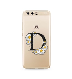 Papatya Harf Tasarım Süper Şeffaf Silikon Telefon Kılıfı Huawei P10     D-Harfi