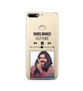 Barış Manço Mp3 Tasarımlı Süper Şeffaf Silikon Telefon Kılıfı Huawei Honor 7c-Y7