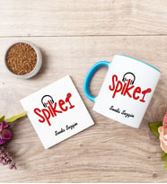 Spiker Mavi Kupa Bardak Ve Bardak Altlığı Seti