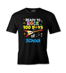 100 Days of School - Ready to Rock Siyah Erkek Tshirt