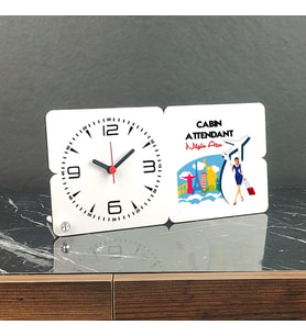Cabin Attendant Ahşap Masa Saati