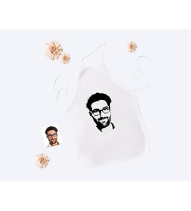 BK Gift Kişiye Özel Erkek Silüet Beyaz Mutfak Önlüğü-1