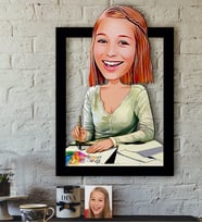 BK Gift Kişiye Özel Bayan Grafik Tasarımcı Karikatürlü 3D Ahşap Tablo-1