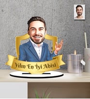Kişiye Özel Yılın En İyi Abisi Karikatür Ahşap Biblo