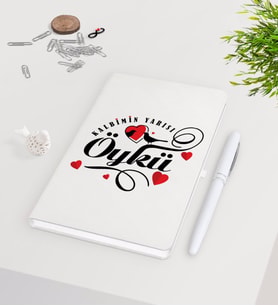 BK Gift Kişiye Özel Sevgililer Günü Beyaz Defter Kalem Seti-128