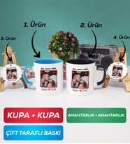 İkili Mavi Siyah Sevgiliye Sevgililer Günü Hediyesi 9 Kupa Bardak Anahtarlık
