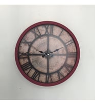 36 cm Ahşap Bordo Antique  Duvar Saati