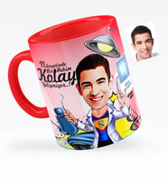 BK Gift Kişiye Özel Bay Diş Hekimi Karikatürlü Kırmızı Kupa Bardak  1