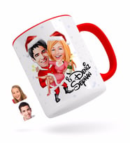 BK Gift Kişiye Özel Yeni Yıl Sevgililer Karikatürlü Kırmızı Kupa Bardak-2