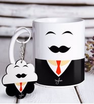 BK Gift Kişiye Özel Sevgililer Günü Beyaz Kupa ve Anahtarlık Hediye Seti-99 (Model 1)