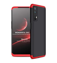 Microsonic Realme 7 Kılıf Double Dip 360 Protective Siyah Kırmızı