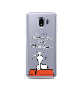Snoopy Tasarımlı Süper Şeffaf Silikon Telefon Kılıfı Samsung J4