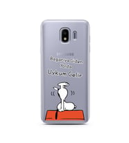 Snoopy Tasarımlı Süper Şeffaf Silikon Telefon Kılıfı Samsung J4