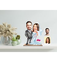Kişiye Özel Sevgililer Karikatür Ahşap Biblo