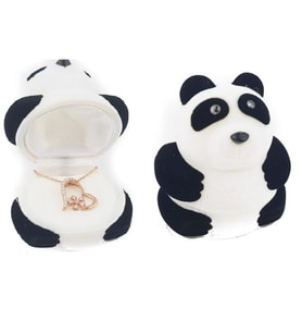 925 Ayar Gümüş Kadife Panda Kutusunda Kalpli Kar Tanesi Kolye (Rose)