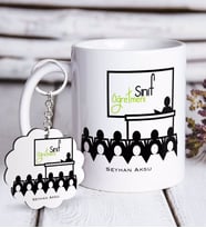 BK Gift Kişiye Özel Sınıf Öğretmeni Beyaz Kupa ve Anahtarlık Hediye Seti-5 (Model 1)