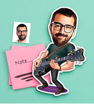 BK Gift Kişiye Özel Bay Gitarist Karikatürlü Ahşap Magnet (Çok Renkli)