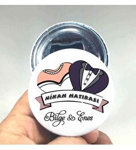 20 Adet Nişan Düğün Nikah Magneti Açacaklı Magnet Açacak (Beyaz)