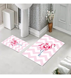 Banyo Halısı Ikili Klozet Takımı Kaymaz Tabanlı (60 xm x 100 cm + 40 cm x 60 cm) 
