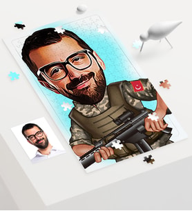 BK Gift Kişiye Özel Asker Karikatür 240 Parça A3 Puzzle  1