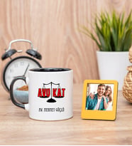 Avukat Siyah Kupa Bardak ve Sarı Mini Fotoğraf Çerçevesi