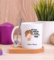 İçime Attıklarım Ağır Ahşap Altlıklı Beyaz Kupa Bardak