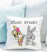 Buggs Buny - Lola Bunny Yastığı Kişiye Özel