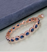 Gümüş Elmas Kesim Lapis - Zirkon Taş Süslemeli BileklikRv (Rose)