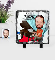 BK Gift Kişiye Özel Bay Piyanist Karikatürlü Dekoratif Doğal Taş  1