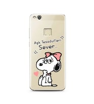 Snoopy Tasarımlı Süper Şeffaf Silikon Telefon Kılıfı Huawei P10 Lite 