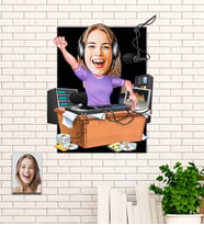 Kişiye Özel Radyocu Karikatür Ahşap Tablo