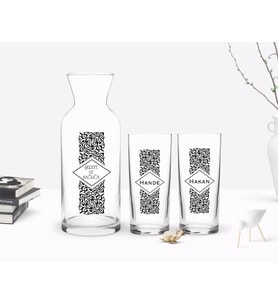 BK Gift Kişiye Özel Renkli Baskılı İsimli İkili Rakı Bardağı ve Karaf Hediye Seti-25 (Model 1)