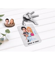 BK Gift Kişiye Özel Sevgililer Günü Evleniyoruz Karikatürlü Şeffaf Pleksi Anahtarlık-9 (Beyaz)