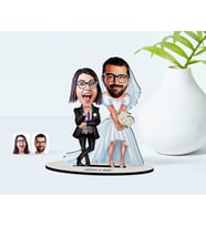 BK Gift Kişiye Özel Sevgililer Karikatürlü Ahşap Biblo Model-16 (Beyaz)