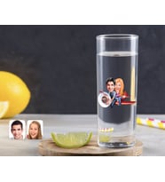 BK Gift Kişiye Özel Renkli Baskılı Sevgililer Karikatürlü Vodka Bardağı-11 (Beyaz)